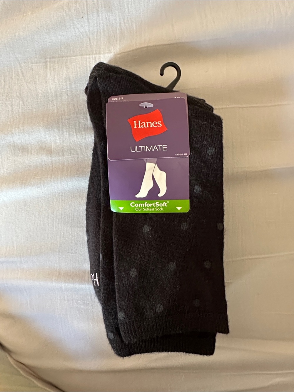 Hanes Ultimate Black Women's
 ComfortSoft Dress Socks with Dot Pattern